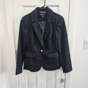 DANA BUCHMAN Black Textured Jacquard Blazer Jacket Women's Size 12
